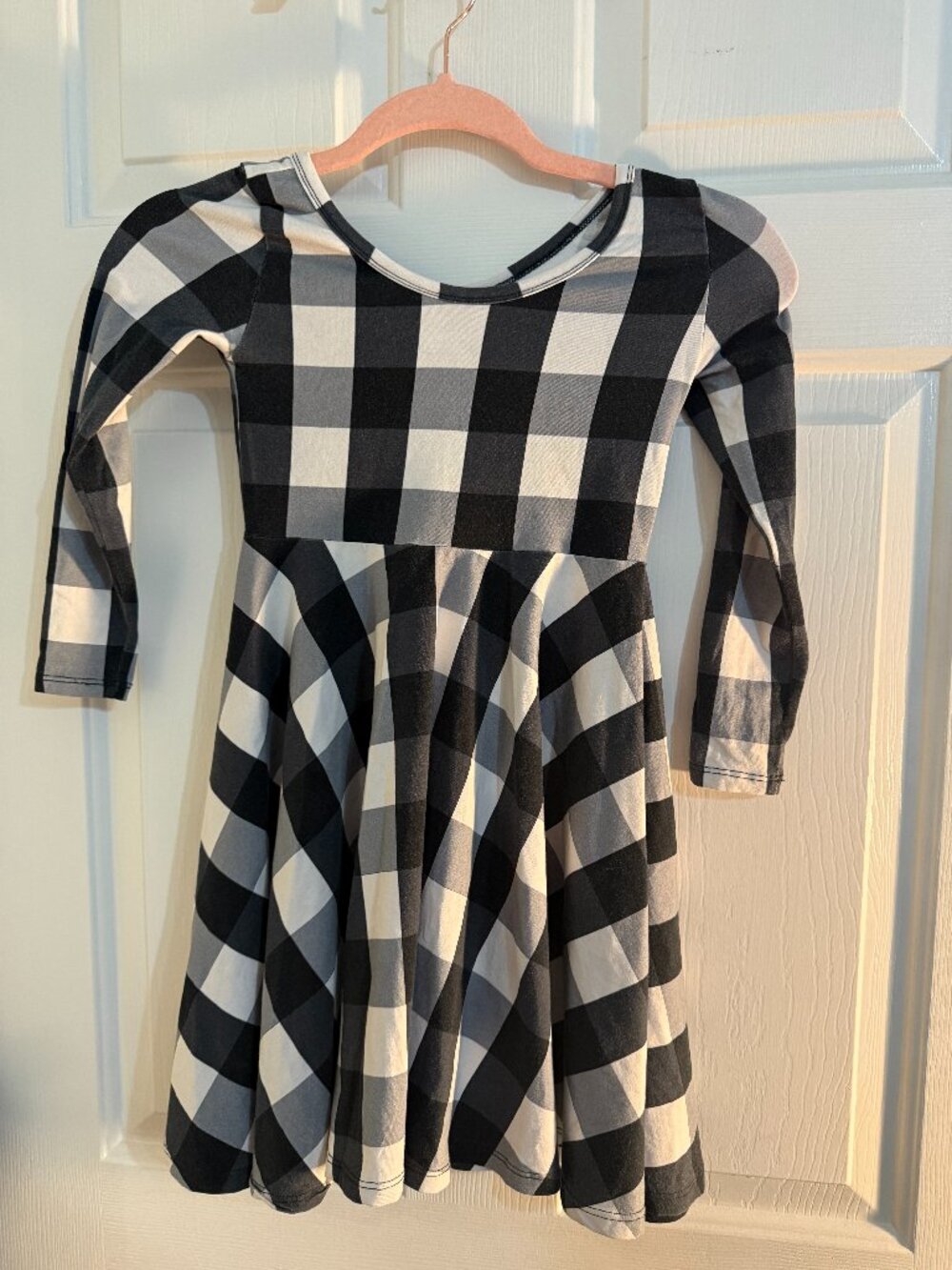 Wild Rich Kids Plaid Twirl Dress Girls 7/8 Long Sleeve Buffalo Check